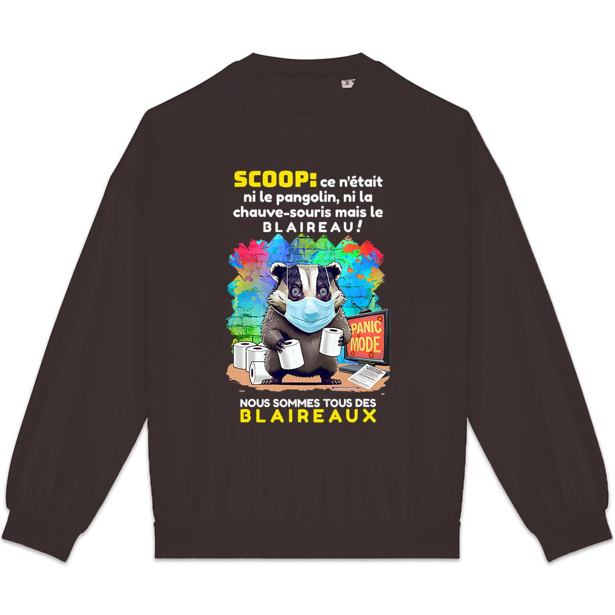 Image back ❀ Sweat-Shirt Standard Oversize Unisexe Made in Portugal ~Premium+ ✦ PANIC MODE [🌐 FR] ✨