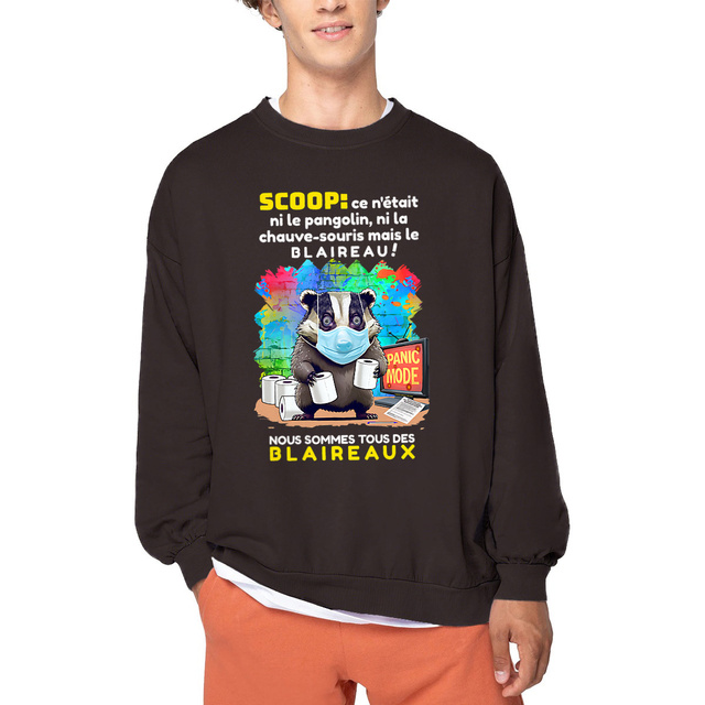 Image front ❀ Sweat-Shirt Standard Oversize Unisexe Made in Portugal ~Premium+ ✦ PANIC MODE [🌐 FR] ✨