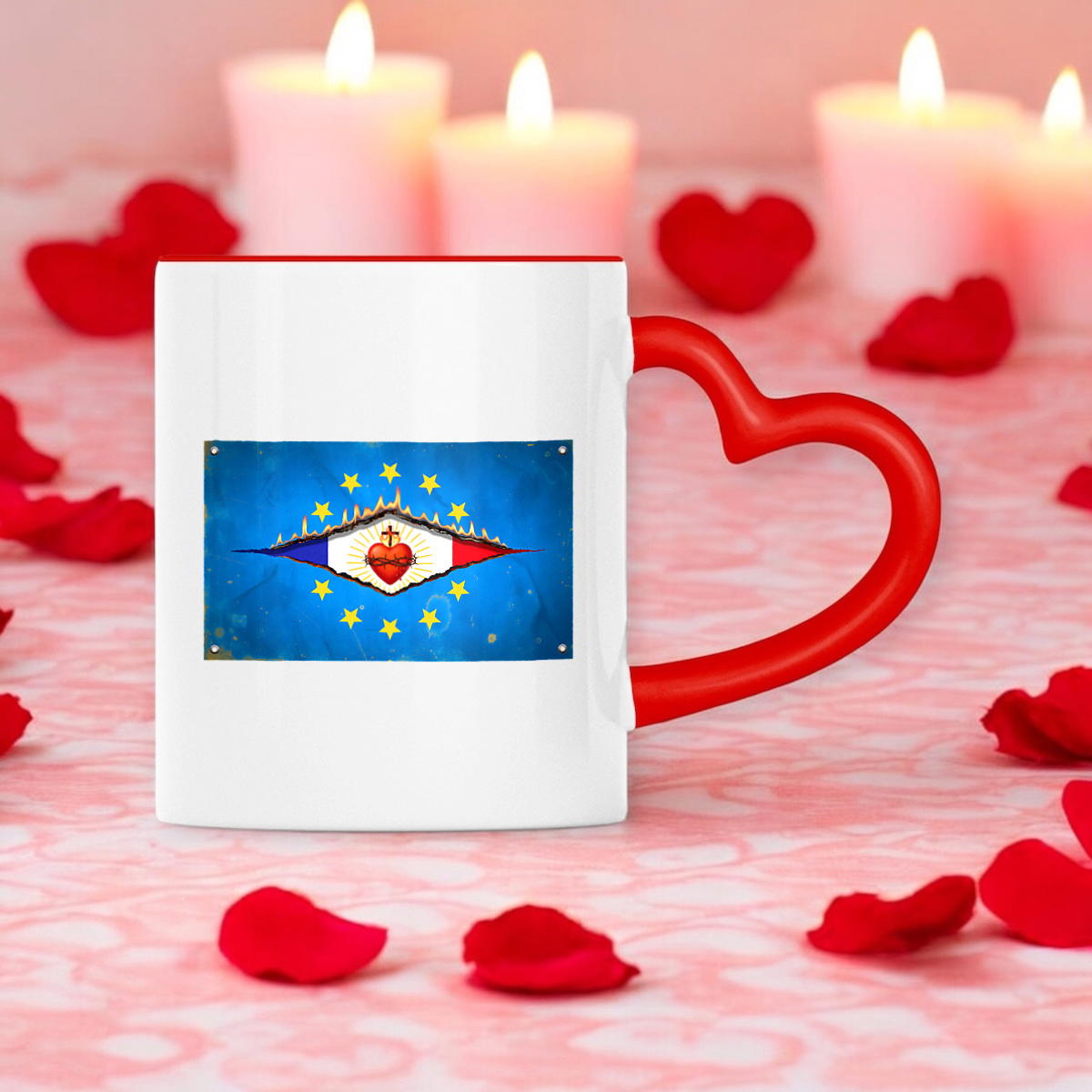 Image front ❀ Mug Céramique Avec Ance En Forme De Cœur Imprimé Sur Chaque Côté ~Premium ✧ DÉCHIRURE FRANCE/EUROPE [🌐 FR] ✨