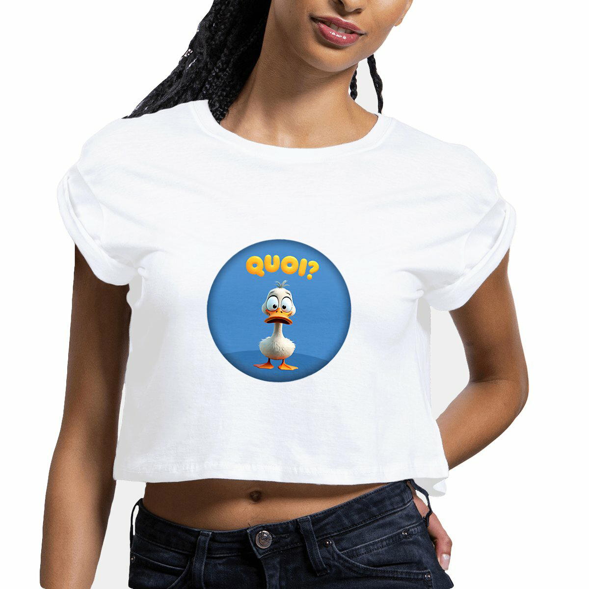 Image front ❀ Crop Top Léger Femme ~Premium+ ✦ PETIT CANARD [🌐 FR] ✨