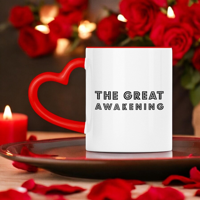 Image front ❀ Mug Céramique Avec Ance En Forme De Cœur Imprimé Sur Chaque Côté ~Premium ✦ THE GREAT AWAKENING [🌐 EN] ✨