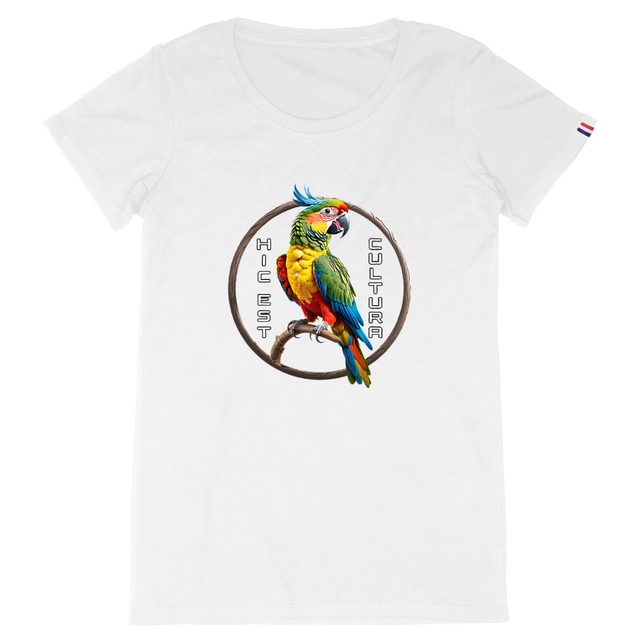 Image back ❀ T-Shirt Mi-Épais Femme Made in France ~Premium+ ✦ PERROQUET [🌐 LAT] ✨