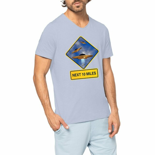 Image front ❀ T-Shirt Léger Homme Slub ~Premium+ ✦ UFO ALERT [🌐 EN] ✨