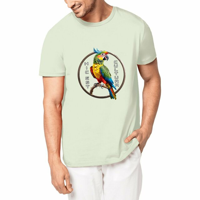 Image front ❀ T-Shirt Unisexe Mi-Épais Made in Portugal ✦ PERROQUET [🌐 LAT] ✨