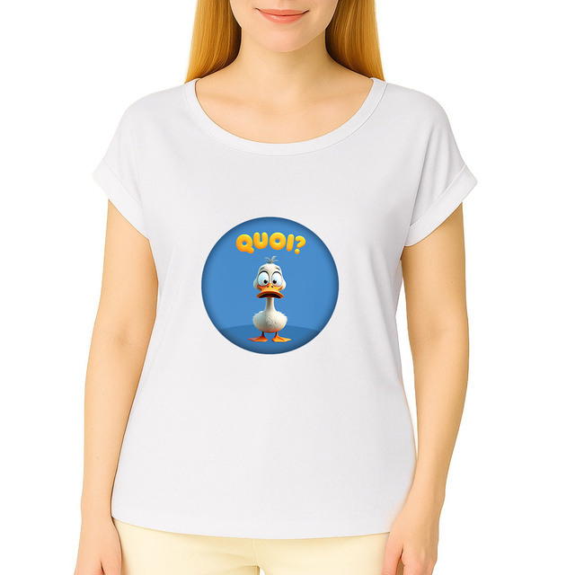 Image front ❀ T-Shirt Mi-Léger Femme Manches à Revers ~Premium ✦ PETIT CANARD [🌐 FR] ✨