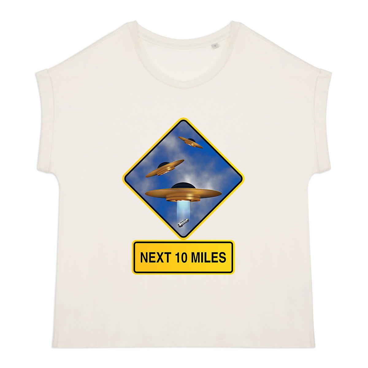 Image back ❀ T-Shirt Mi-Léger Femme Manches à Revers ~Premium ✦ UFO ALERT [🌐 EN] ✨