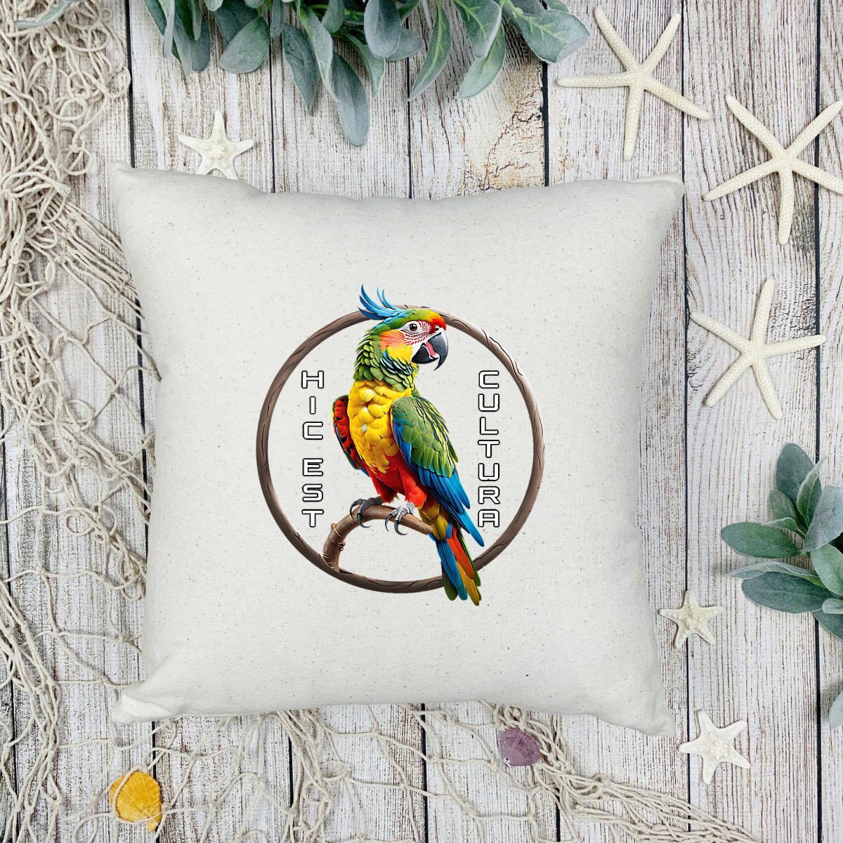 Image front ❀ Coussin + housse ~Premium+ ✦ PERROQUET [🌐 LAT] ✨