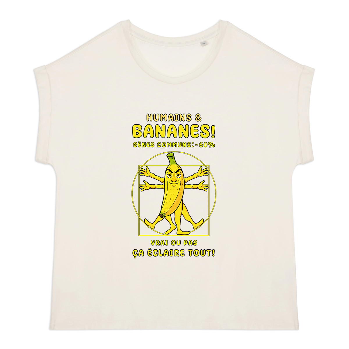 Image back ❀ T-Shirt Mi-Léger Femme Manches à Revers ~Premium ✦ LA BANANE DE VITRUVE [🌐 FR] ✨