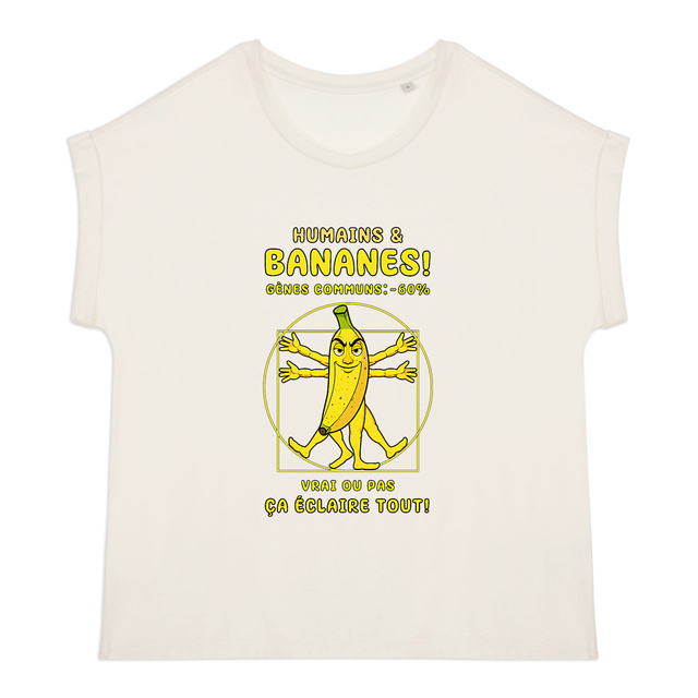 Image back ❀ T-Shirt Mi-Léger Femme Manches à Revers ~Premium ✦ LA BANANE DE VITRUVE [🌐 FR] ✨