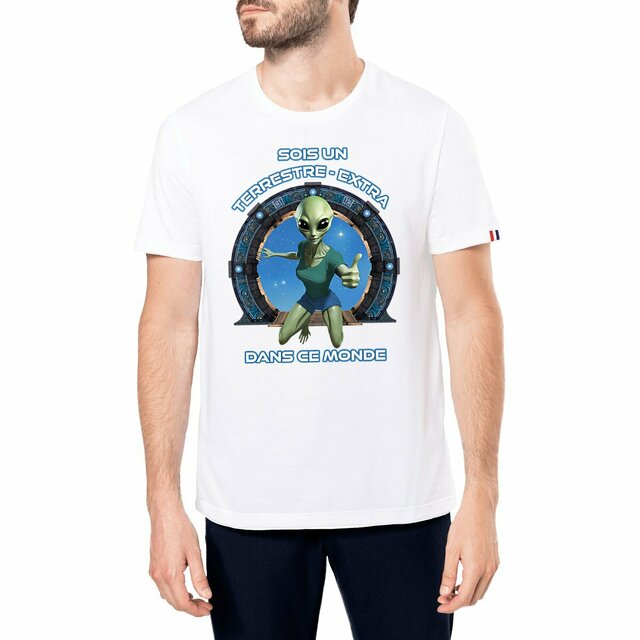 Image front ❀ T-Shirt Mi-Épais Homme Made in France ~Premium+ ✦ ZETA (EXTRA-TERRESTRE) [🌐 FR] ✨