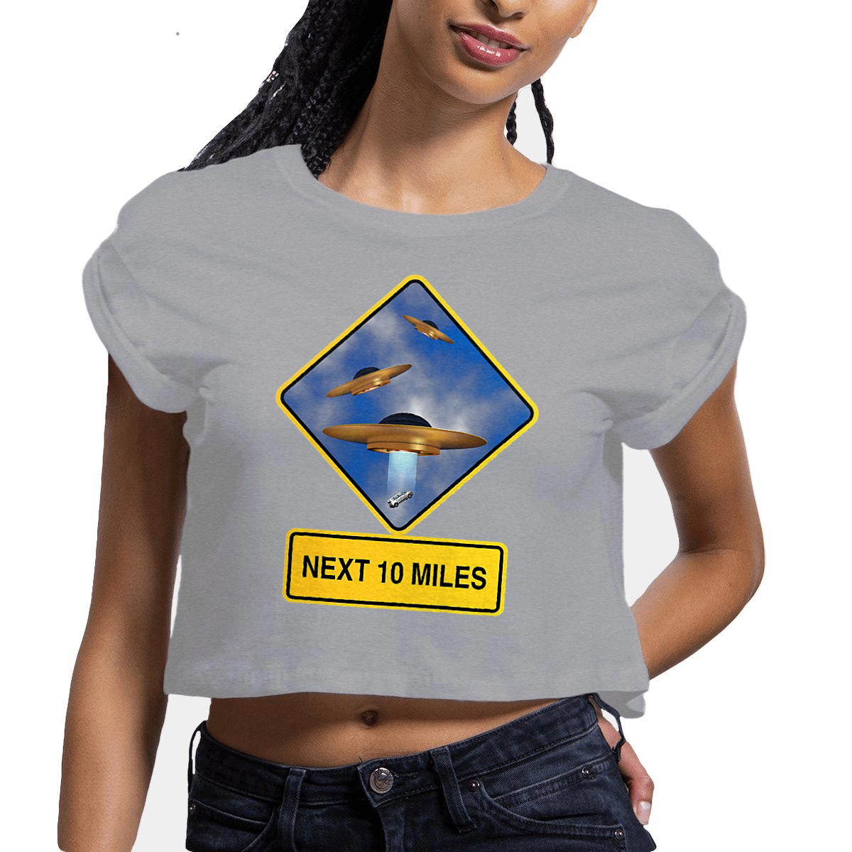 Image front ❀ Crop Top Léger Femme ~Premium+ ✦ UFO ALERT [🌐 EN] ✨