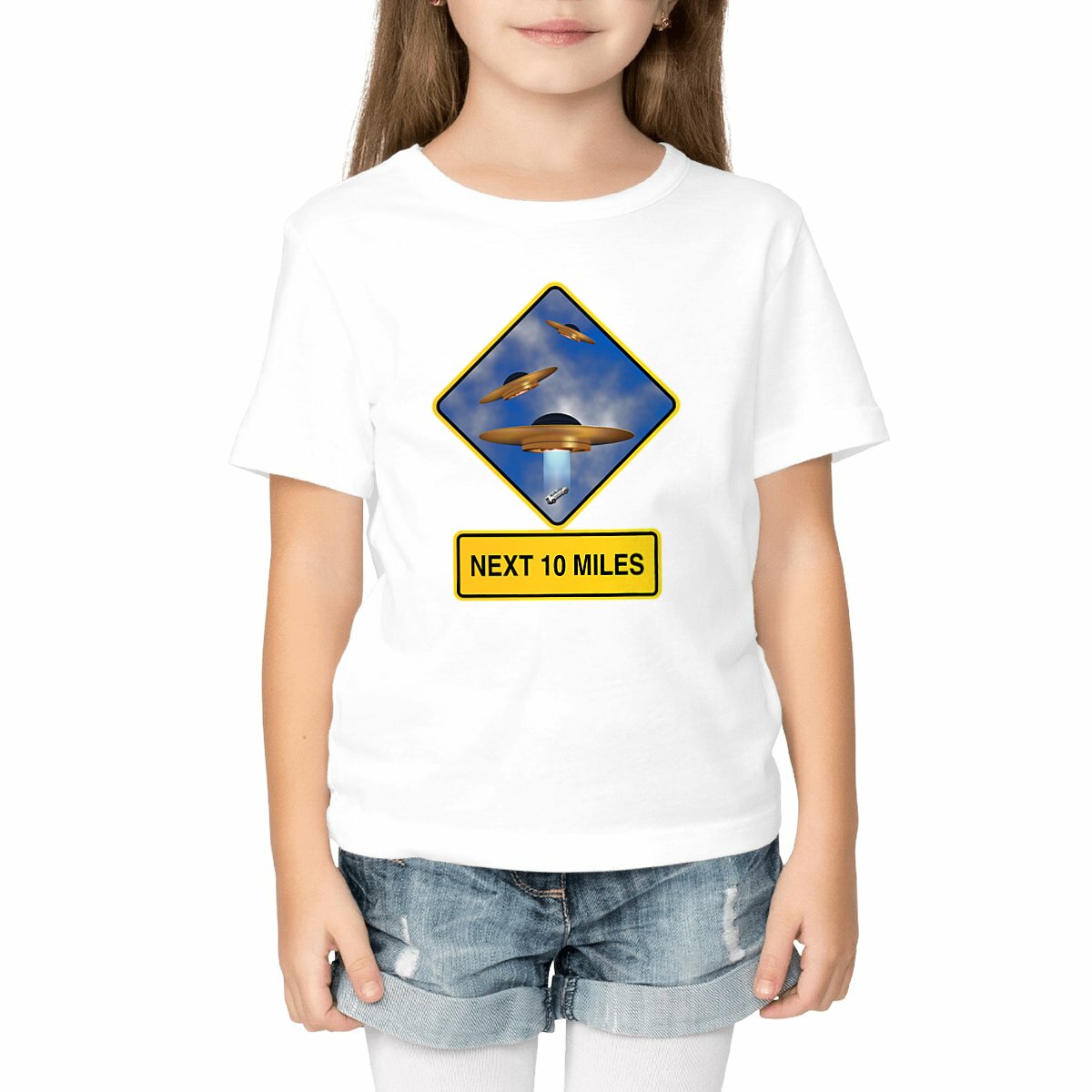 Image front ❀ T-Shirt Mi-Léger Unisexe Enfant ~Premium+ ✦ UFO ALERT [🌐 EN] ✨