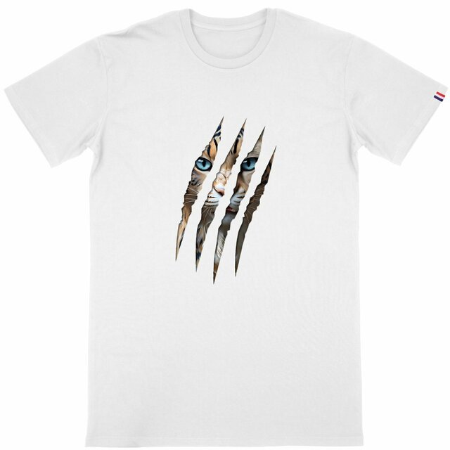 Image back ❀ T-Shirt Mi-Épais Homme Made in France ~Premium+ ✦ LA GRIFFE DU CHAT [🌐 INT] ✨