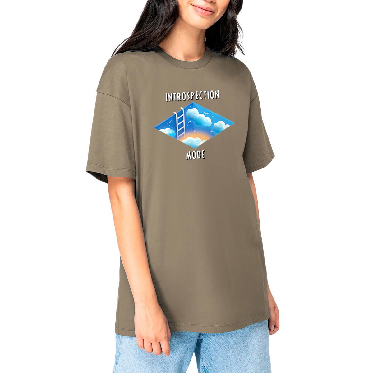 Image front ❀ T-Shirt Épais Unisexe Oversize ~Premium+ ✦ INTROSPECTION MODE [🌐 INT] ✨