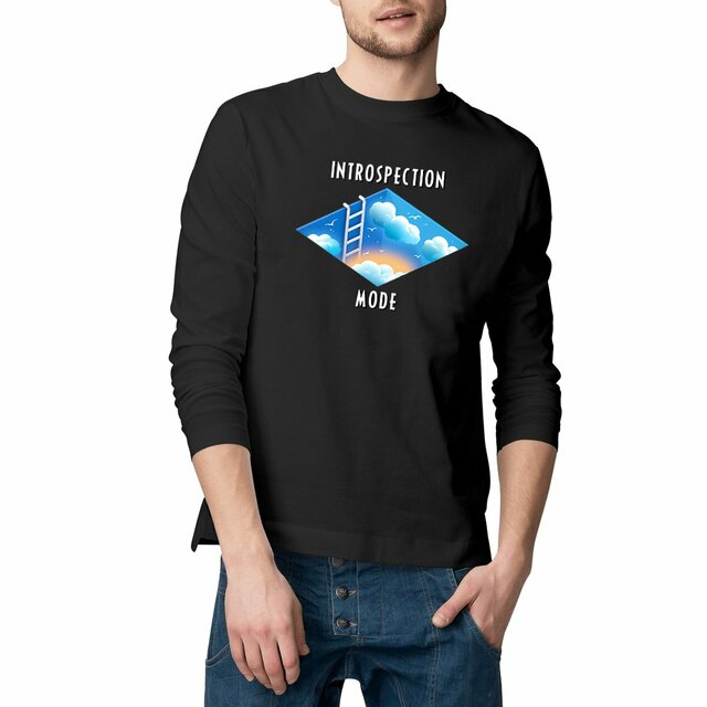 Image front ❀ T-Shirt Classique Mi-Épais Homme Manches Longues ~Premium ✦ INTROSPECTION MODE [🌐 INT] 