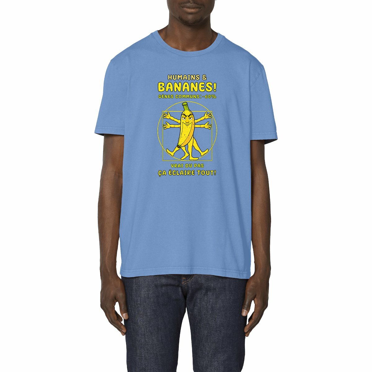 Image front ❀ T-Shirt Mi-Léger Unisexe Vintage ~Premium ✦ LA BANANE DE VITRUVE [🌐 FR] ✨