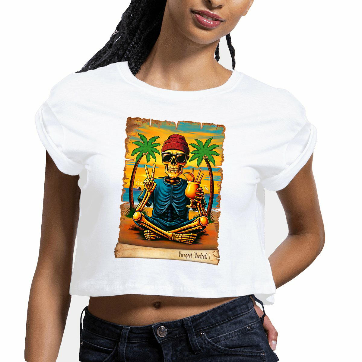 Image front ❀ Crop Top Léger Femme ~Premium+ ✦ VIVEMENT VENDREDI ! [🌐 FR] ✨