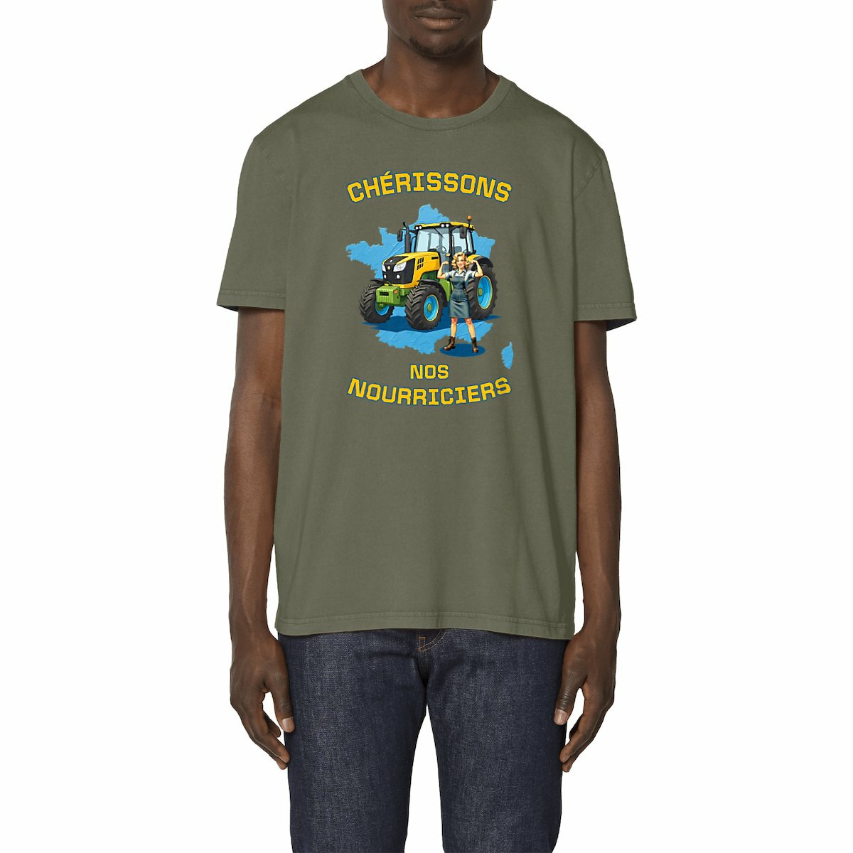 Image front ❀ T-Shirt Mi-Léger Unisexe Vintage ~Premium ✧ SOUTENONS NOS FERMES [🌐 FR] ✨