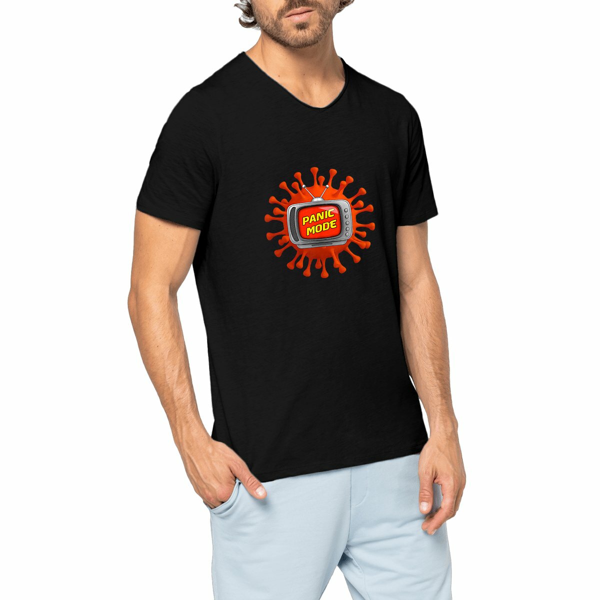 Image front ❀ T-Shirt Léger Homme Slub ~Premium+ ✦ PANIC MODE [🌐 FR] ✨