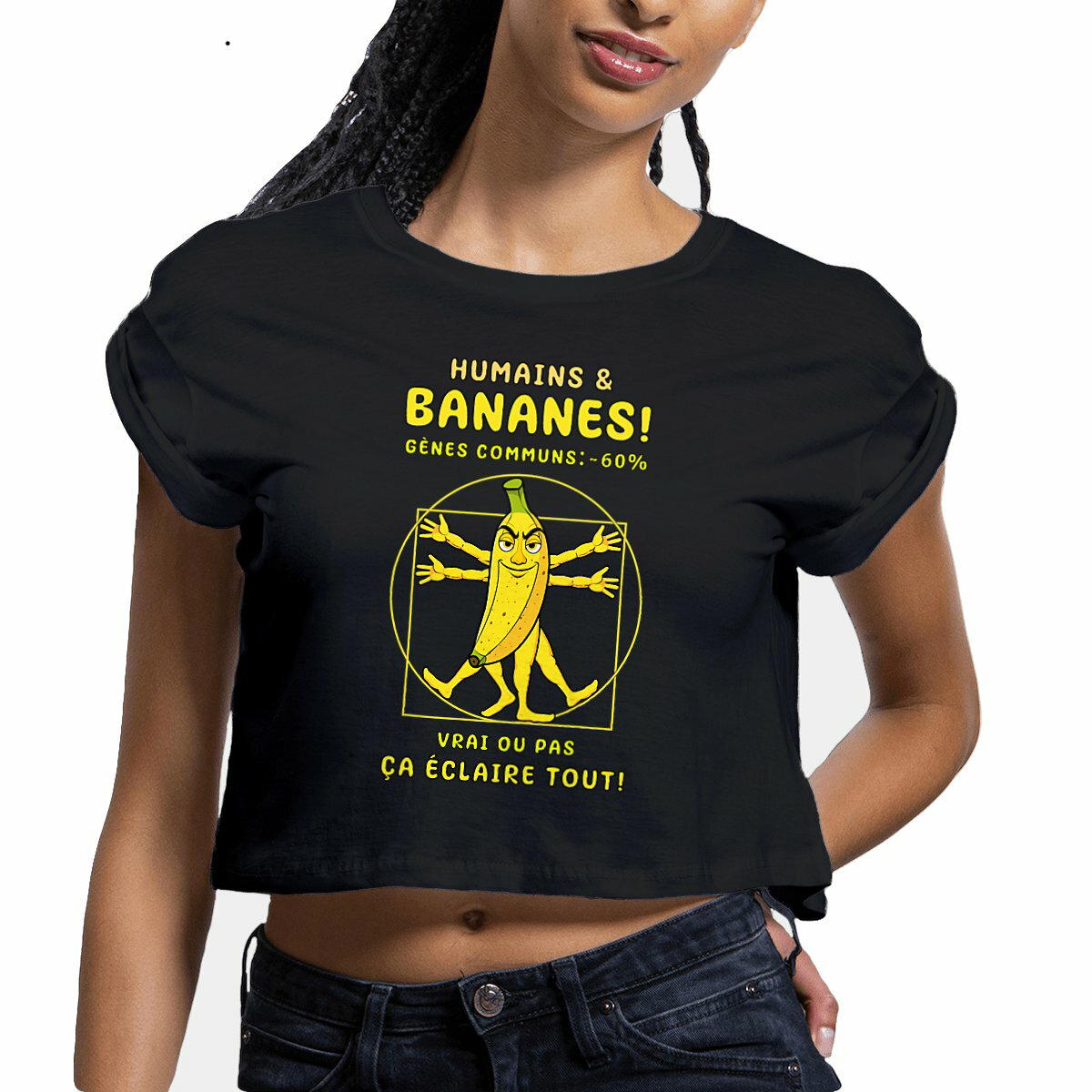 Image front ❀ Crop Top Léger Femme ~Premium+ ✦ LA BANANE DE VITRUVE [🌐 FR] ✨