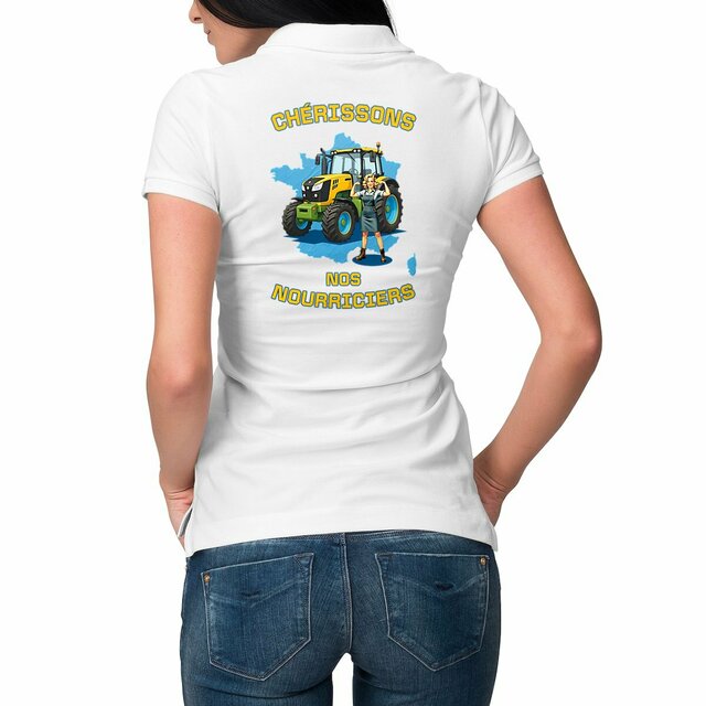 Image front ❀ Polo Mi-Épais Femme ~Premium Visuel Devant & au Dos ✧ SOUTENONS NOS FERMES [🌐 FR] ✨