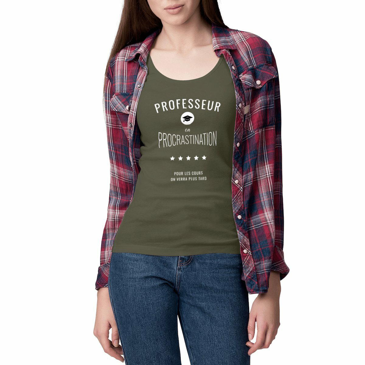 Image front ❀ Débardeur Mi-Léger Femme Cintré ~Premium ✦ PROCRASTINATION [🌐 FR] ✨