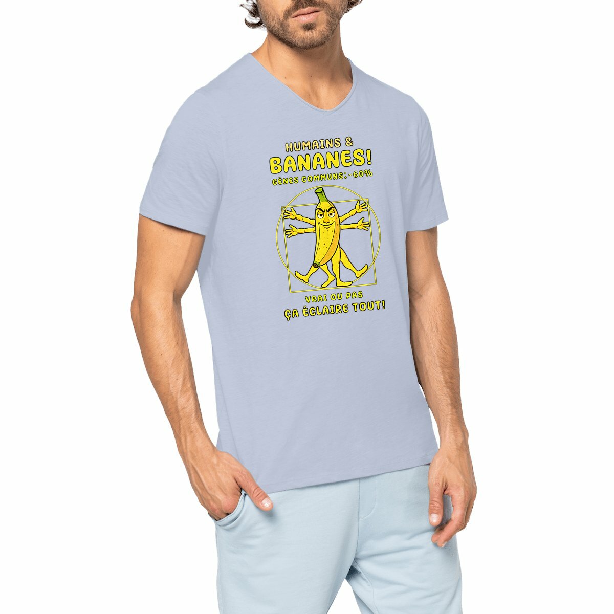 Image front ❀ T-Shirt Léger Homme Slub ~Premium+ ✦ LA BANANE DE VITRUVE [🌐 FR] ✨