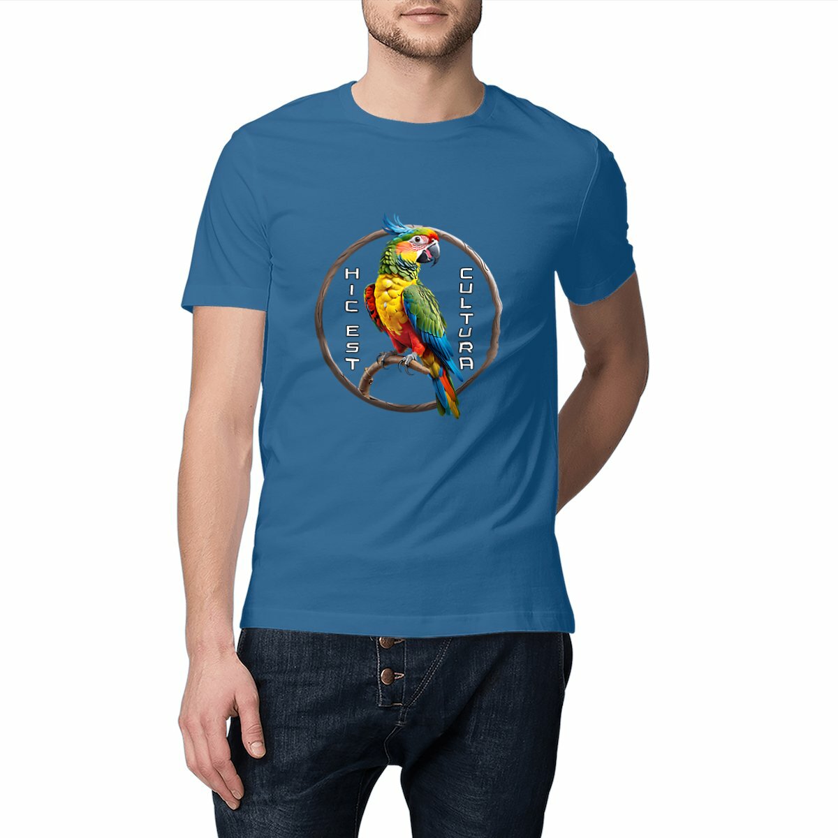 Image front ❀ T-Shirt Mi-Épais Unisexe ~Premium+ ✦ PERROQUET [🌐 LAT] ✨