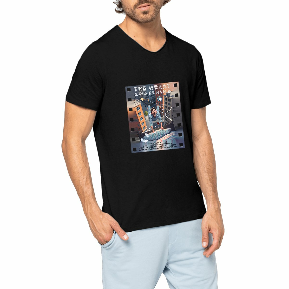 Image front ❀ T-Shirt Léger Homme Slub ~Premium+ ✦ THE GREAT AWAKENING [🌐 EN] ✨