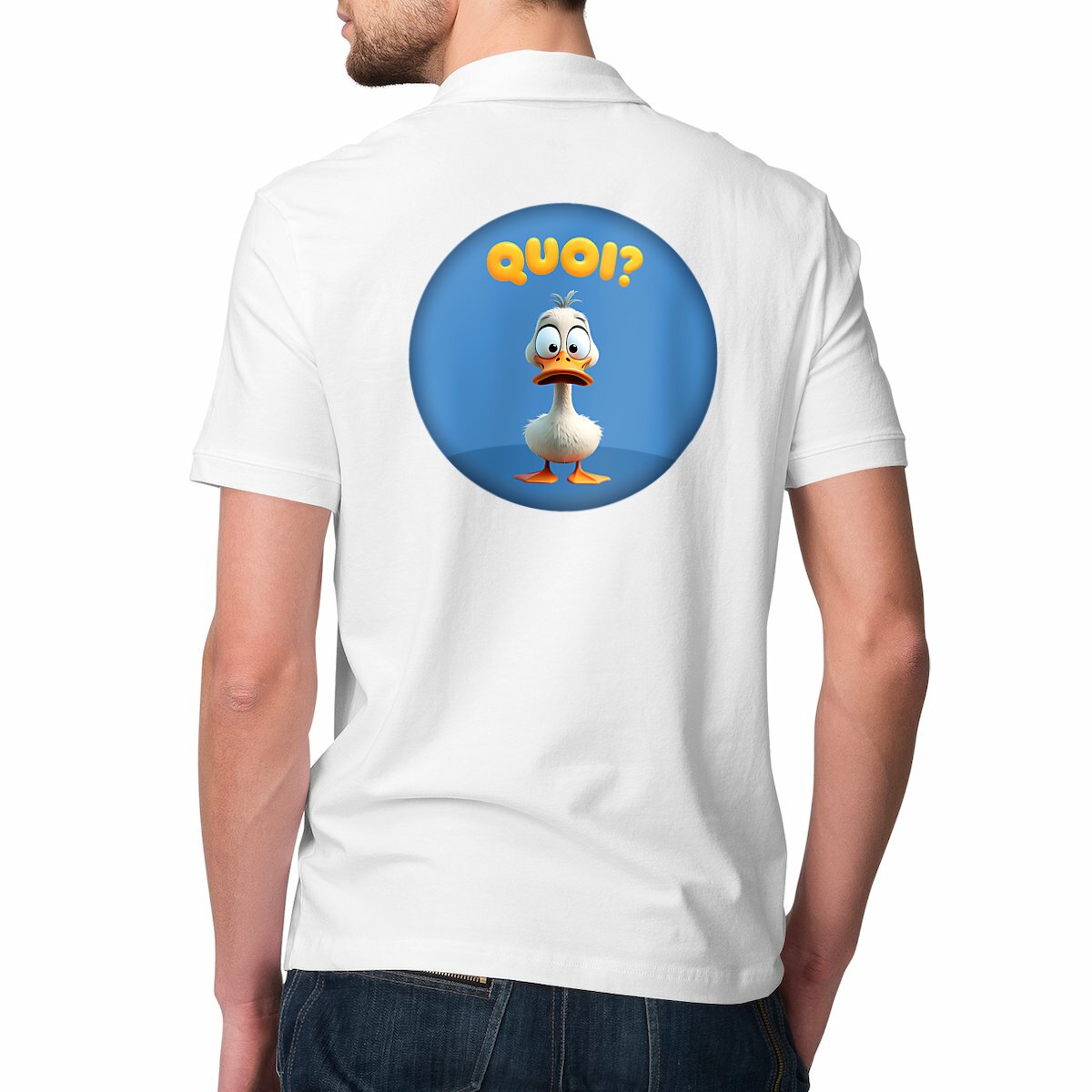 Image front ❀ Polo Mi-Épais Homme ~Premium Visuel Devant & au Dos ✦ PETIT CANARD [🌐 FR] ✨