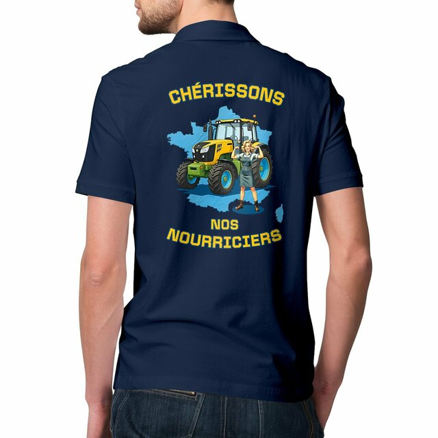 Image front ❀ Polo Mi-Épais Homme ~Premium Visuel Devant & au Dos ✧ SOUTENONS NOS FERMES [🌐 FR] ✨