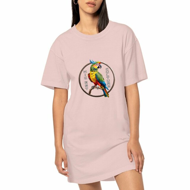 Image front ❀ Robe T-Shirt Mi-Épaisse Vintage Oversize Femme ~Premium+ ✦ PERROQUET [🌐 LAT] ✨