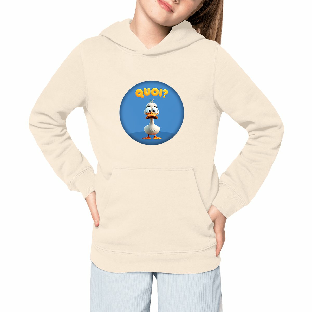 Image front ❀ Sweat-Shirt Épais à Capuche Unisexe Enfant ~Premium+ ✦ PETIT CANARD [🌐 FR] ✨