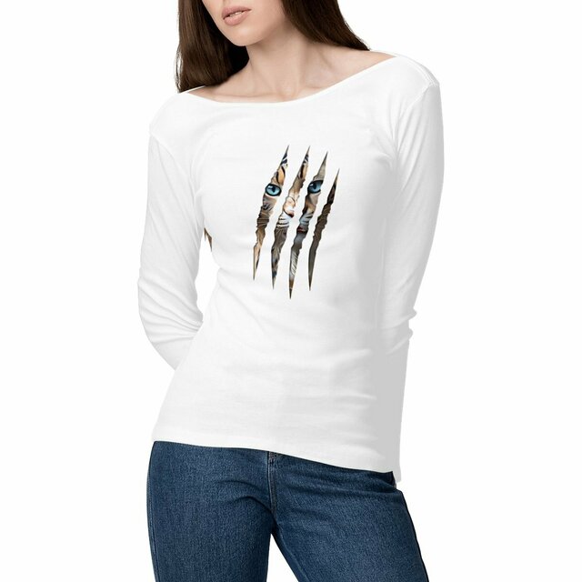 Image front ❀ T-Shirt Léger Femme Manches longues ~Premium ✦ LA GRIFFE DU CHAT [🌐 INT] ✨