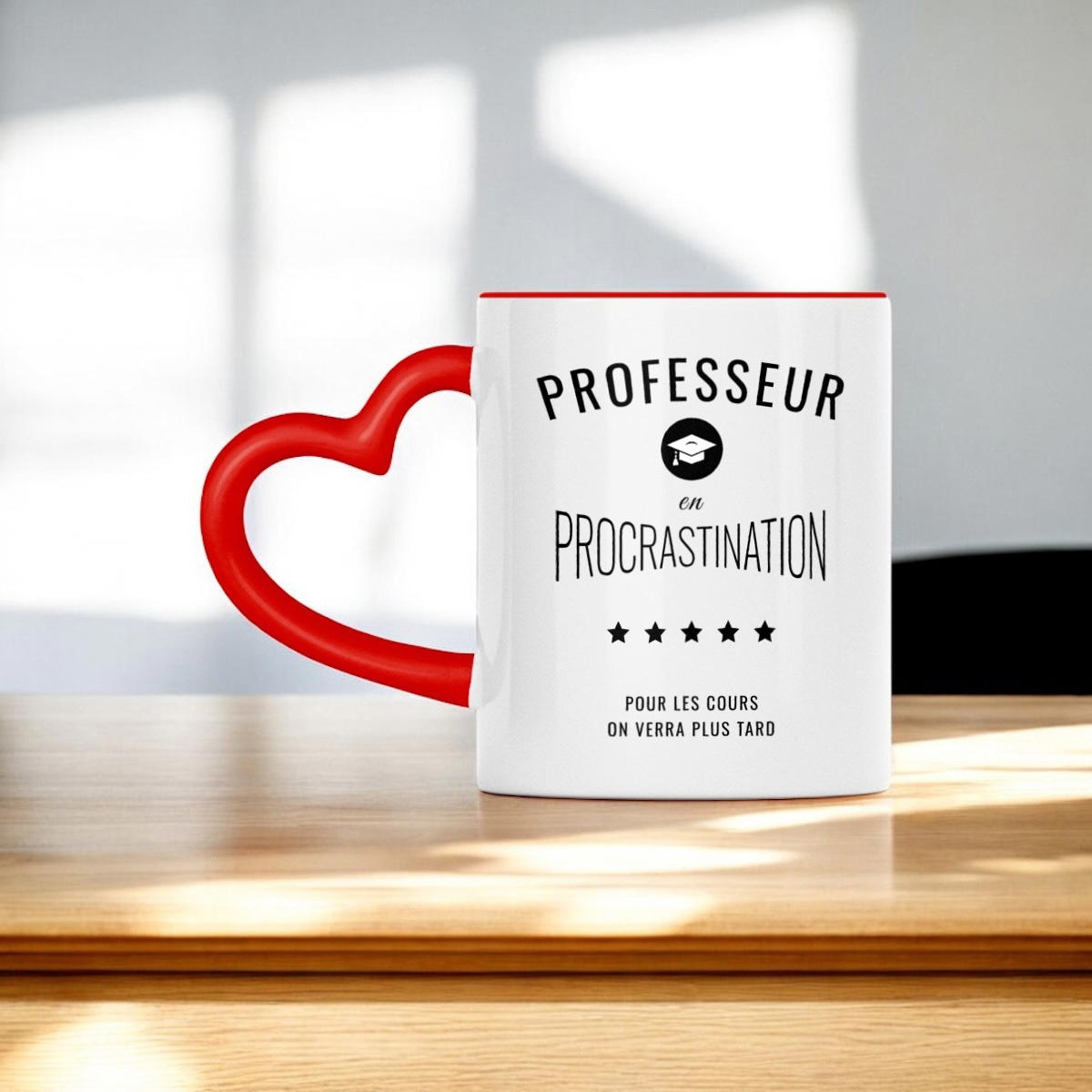 Image front ❀ Mug Céramique Avec Ance En Forme De Cœur Imprimé Sur Chaque Côté ~Premium ✦ PROCRASTINATION [🌐 FR] ✨