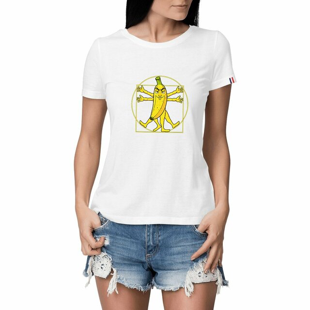 Image front ❀ T-Shirt Mi-Épais Femme Made in France ~Premium+ ✦ LA BANANE DE VITRUVE [🌐 FR] ✨