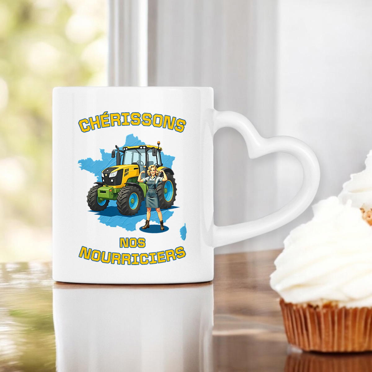 Image front ❀ Mug Céramique Avec Ance En Forme De Cœur Imprimé Sur Chaque Côté ~Premium✧ SOUTENONS NOS FERMES [🌐 FR] ✨