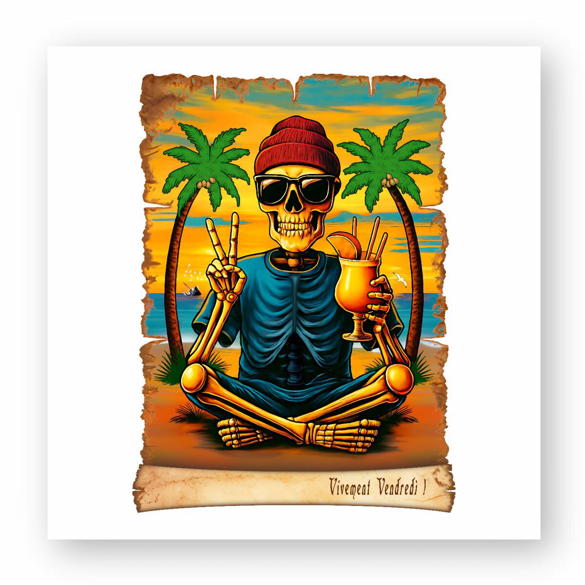 Image front ❀ Autocollant Carré / Sticker ~Premium ✦ VIVEMENT VENDREDI ! [🌐 FR] ✨