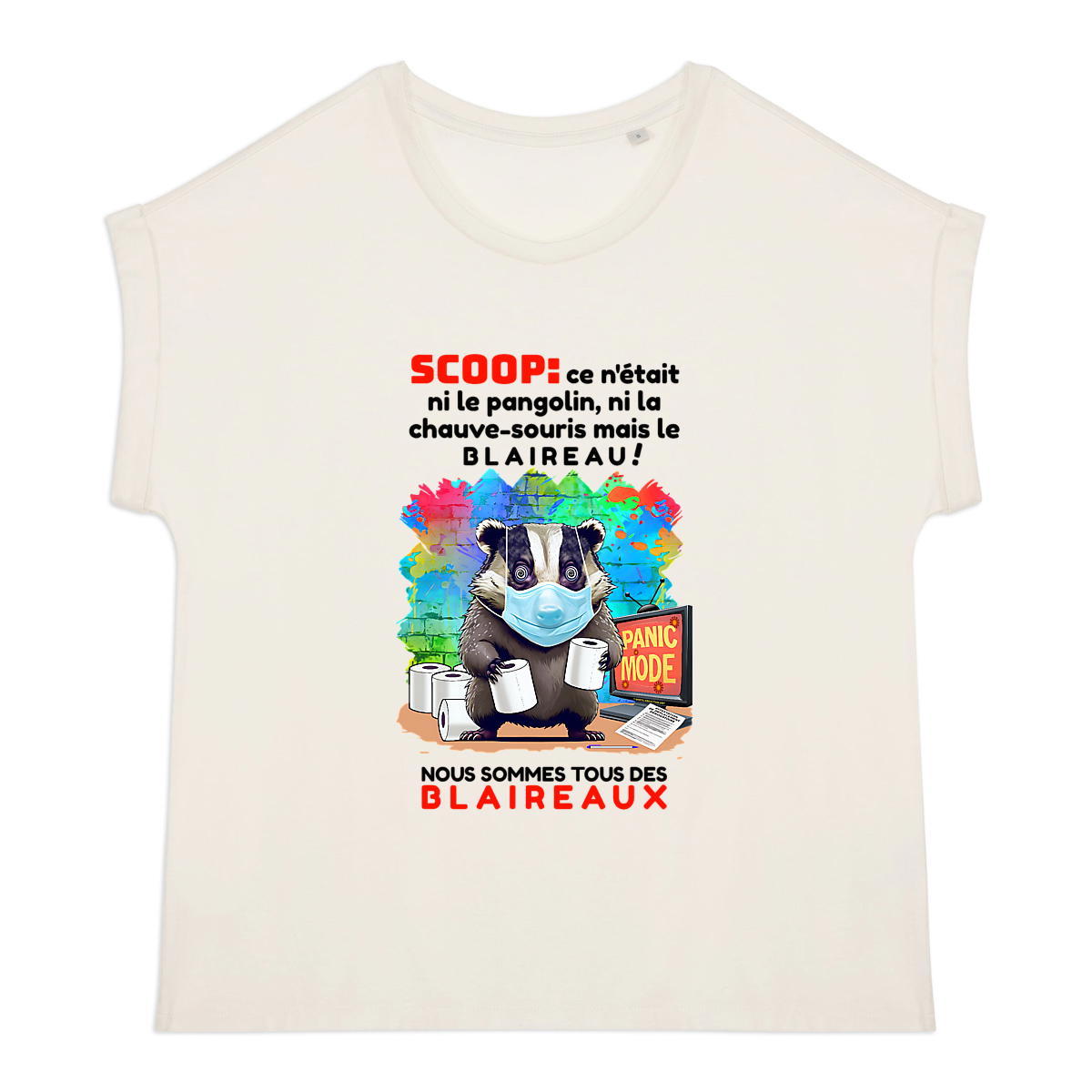 Image back T-Shirt Mi-Léger Femme Manches à Revers ✦ PANIC MODE [🌐 FR] ✨