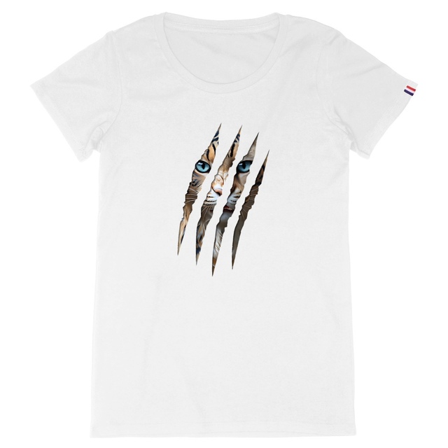 Image back ❀ T-Shirt Mi-Épais Femme Made in France ~Premium+ ✦ LA GRIFFE DU CHAT [🌐 INT] ✨
