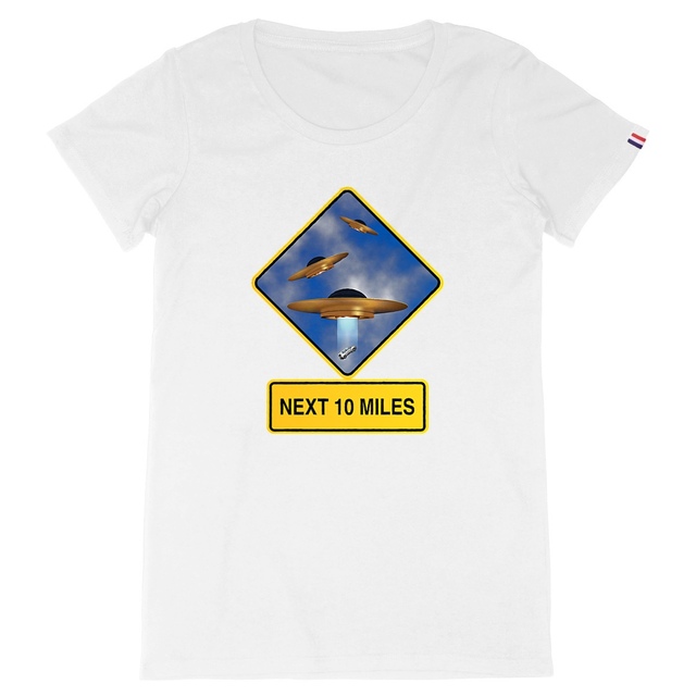 Image back ❀ T-Shirt Mi-Épais Femme Made in France ~Premium+ ✦ UFO ALERT [🌐 EN] ✨
