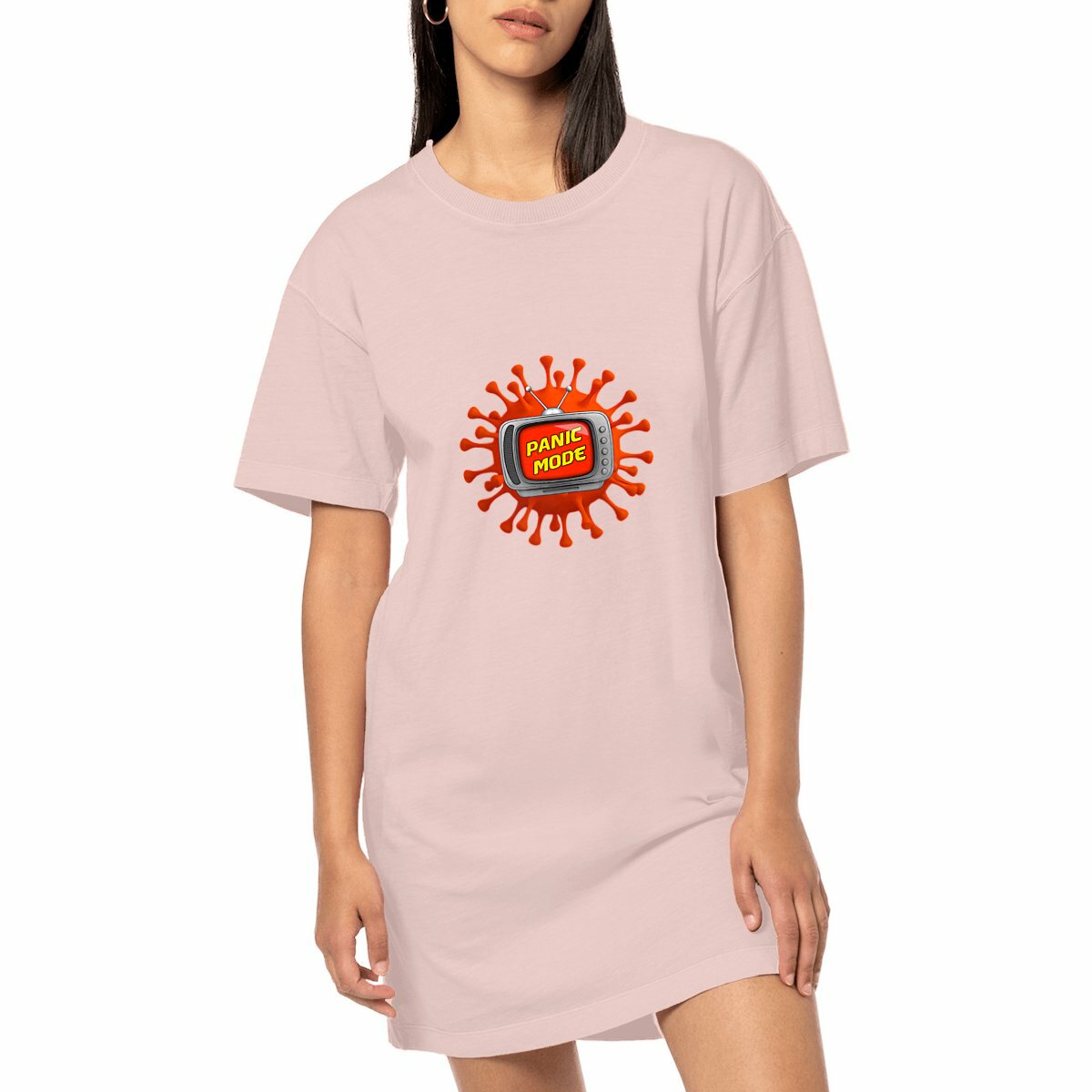 Image front ❀ Robe T-Shirt Mi-Épaisse Vintage Oversize Femme ~Premium+ ✦ PANIC MODE [🌐 FR] ✨