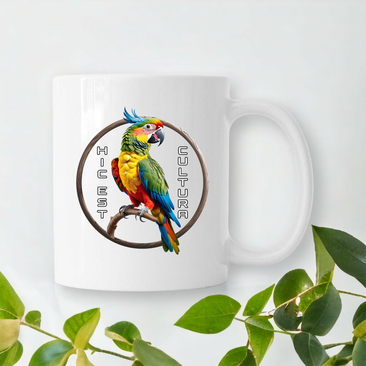Image front ❀ Mug Céramique Imprimé Sur Chaque Côté ~Premium ✦ PERROQUET [🌐 LAT] ✨