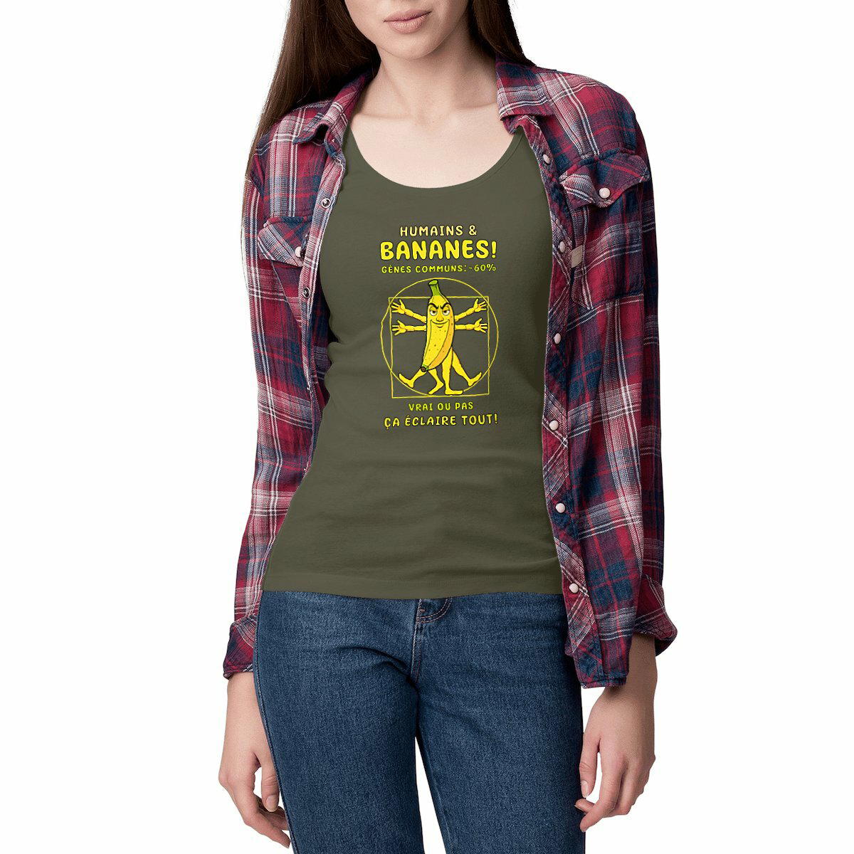 Image front ❀ Débardeur Mi-Léger Femme Cintré ~Premium ✦ LA BANANE DE VITRUVE [🌐 FR] ✨