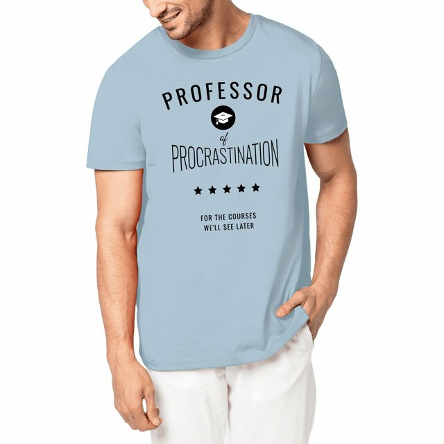 Image front ❀ T-Shirt Unisexe Mi-Épais Made in Portugal ✦ PROCRASTINATION [🌐 EN] ✨