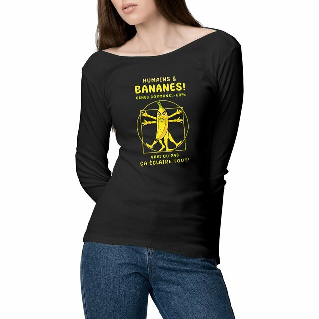 Image front ❀ T-Shirt Léger Femme Manches longues ~Premium ✦ LA BANANE DE VITRUVE [🌐 FR] ✨