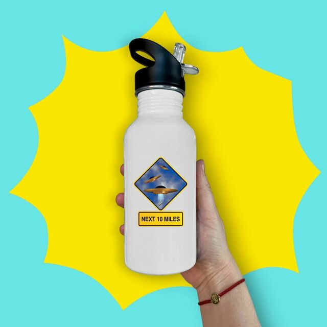 Image front ❀ Bouteille Inox Avec Paille ✦ UFO ALERT [🌐 EN] ✨