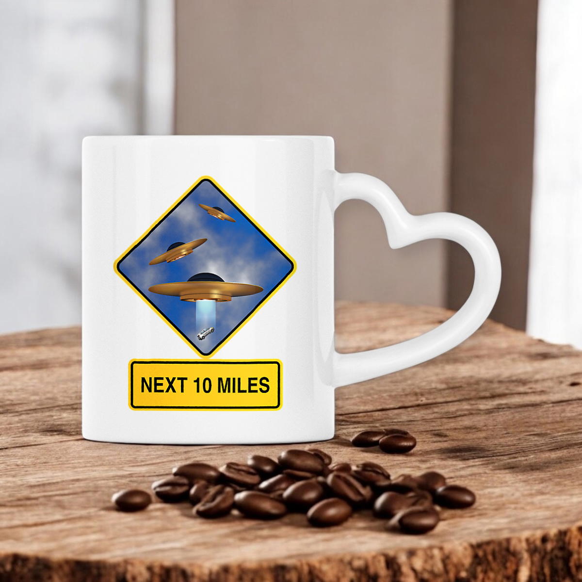 Image front ❀ Mug Céramique Avec Ance En Forme De Cœur Imprimé Sur Chaque Côté ~Premium ✦ UFO ALERT [🌐 EN] ✨