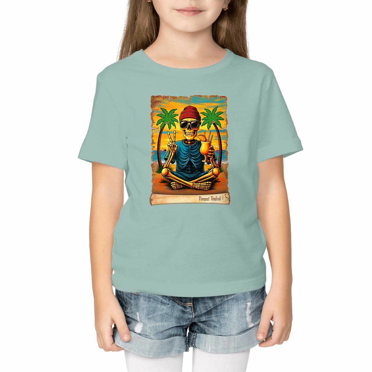 Image front ❀ T-Shirt Mi-Léger Unisexe Enfant ~Premium+ ✦ VIVEMENT VENDREDI ! [🌐 FR] ✨