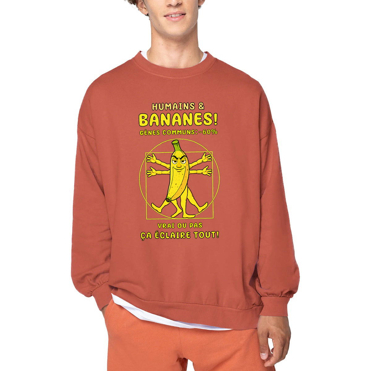 Image front ❀ Sweat-Shirt Standard Oversize Unisexe Made in Portugal ~Premium+ ✦ LA BANANE DE VITRUVE [🌐 FR] ✨